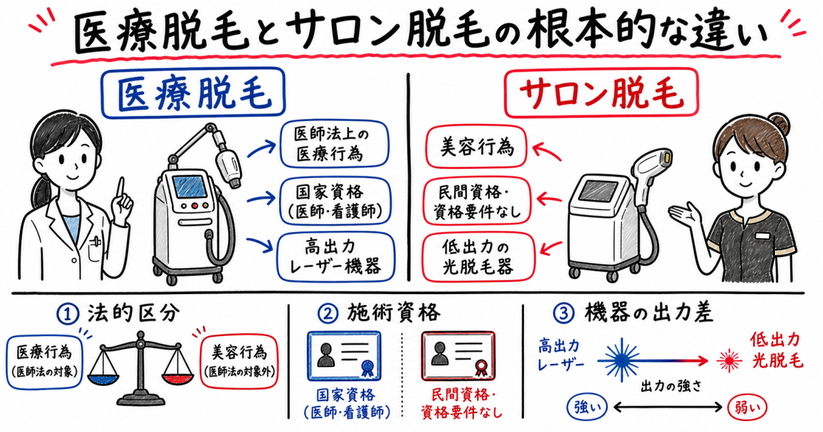 医療脱毛とサロン脱毛の根本的な違い｜法的区分と施術資格の根拠