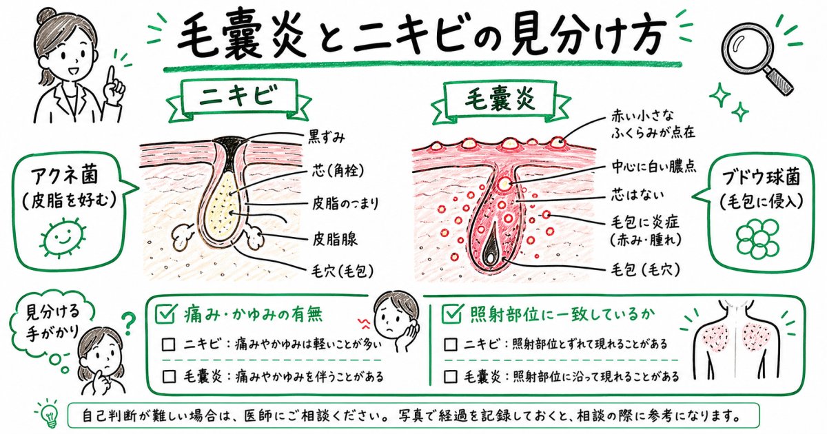 毛嚢炎とニキビのよくある誤解と適切な見分け方