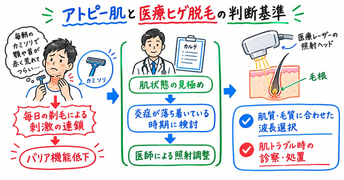 アトピー肌のカミソリ負けを解消したい方へ医療ヒゲ脱毛の可否