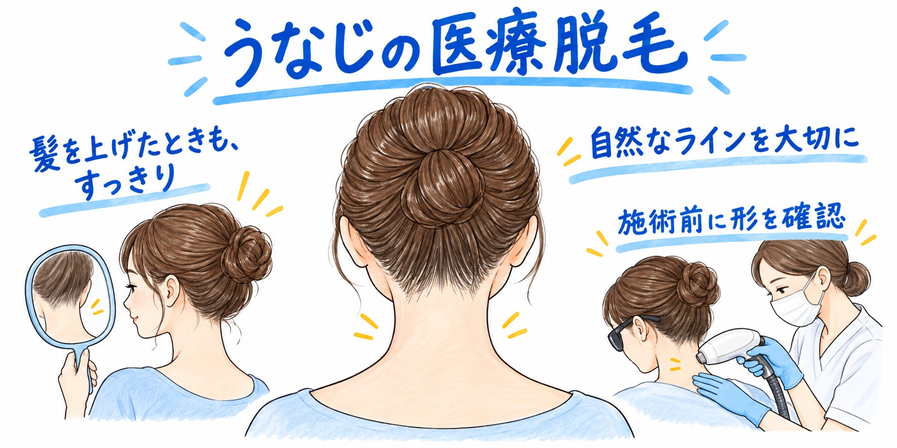 うなじ・襟足の毛並みが気になる方へ｜首元を綺麗に見せる医療脱毛の形作り