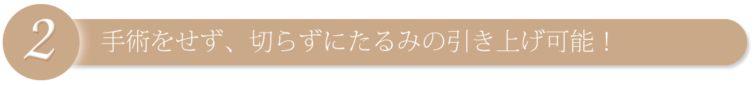 手術をせず、切らずにたるみの引き上げ可能!