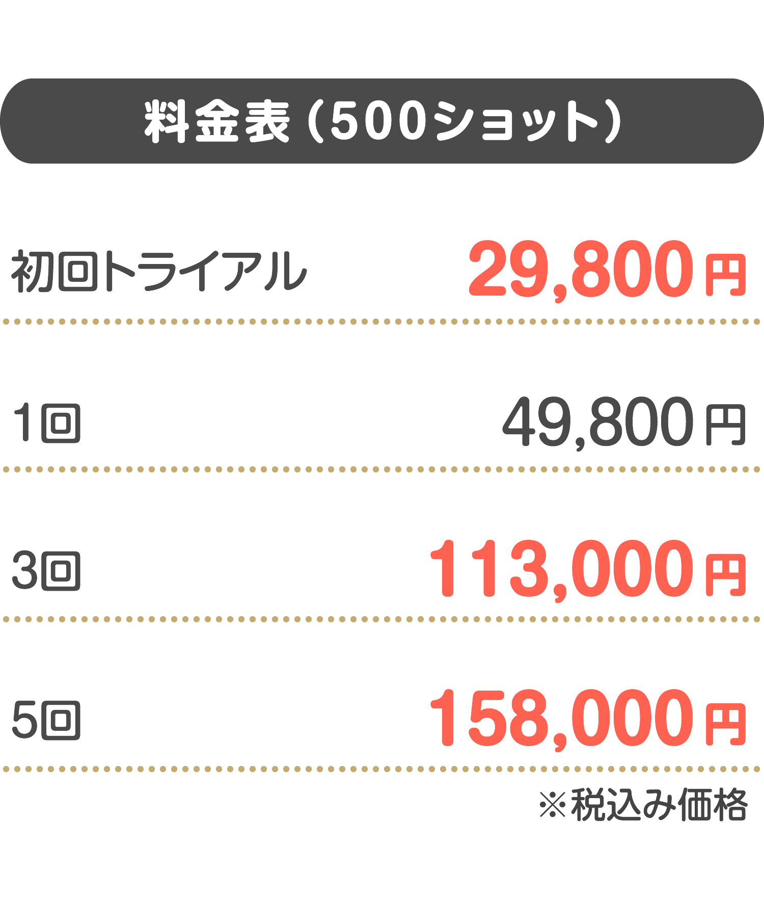料金表（500ショット）