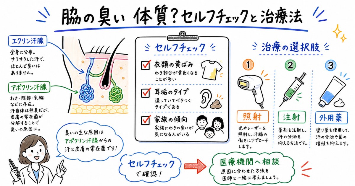 脇の臭いは体質？受診が必要か見極めるセルフチェックと治療法